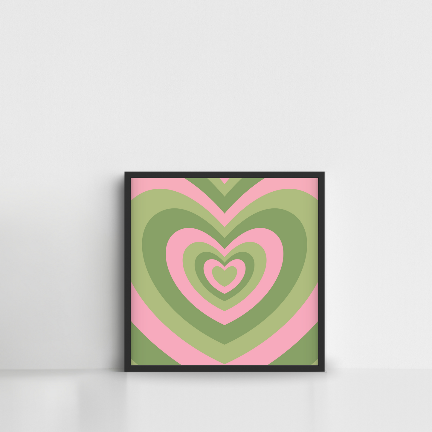 Big Hearts Green Pink Framed Poster Wall Art
