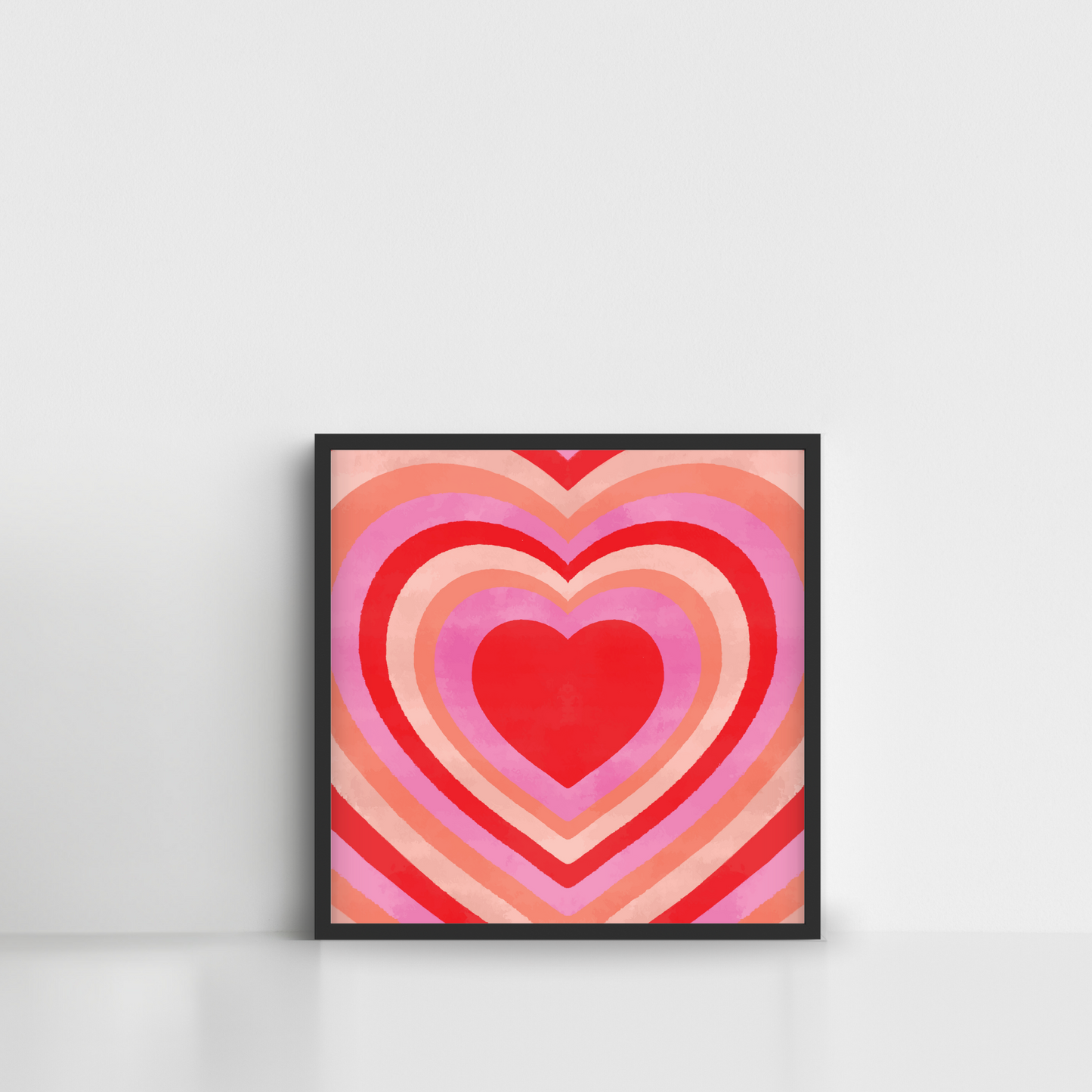Big Hearts Red Peach Framed Poster Wall Art