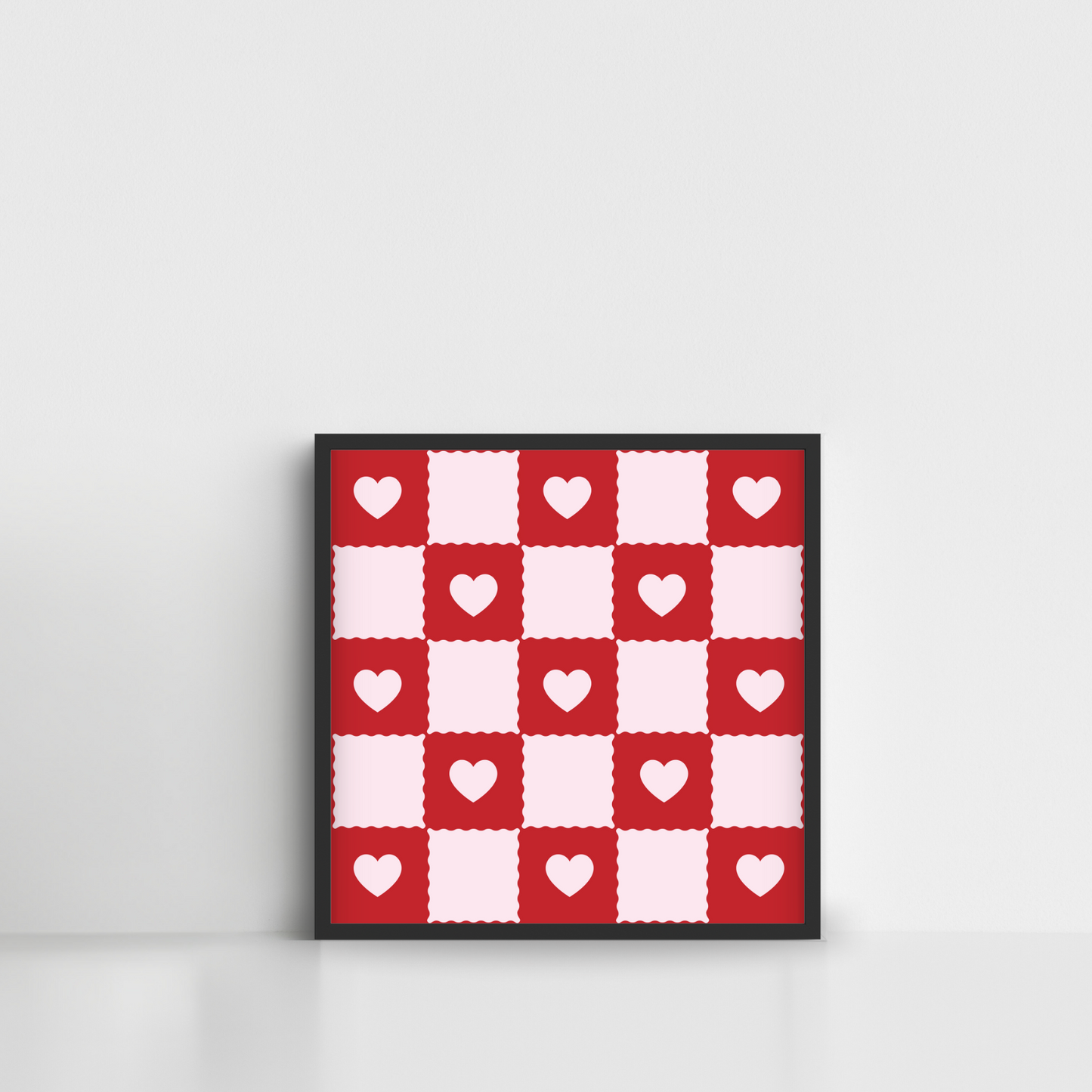 Red Heart Pattern Framed Poster Wall Art