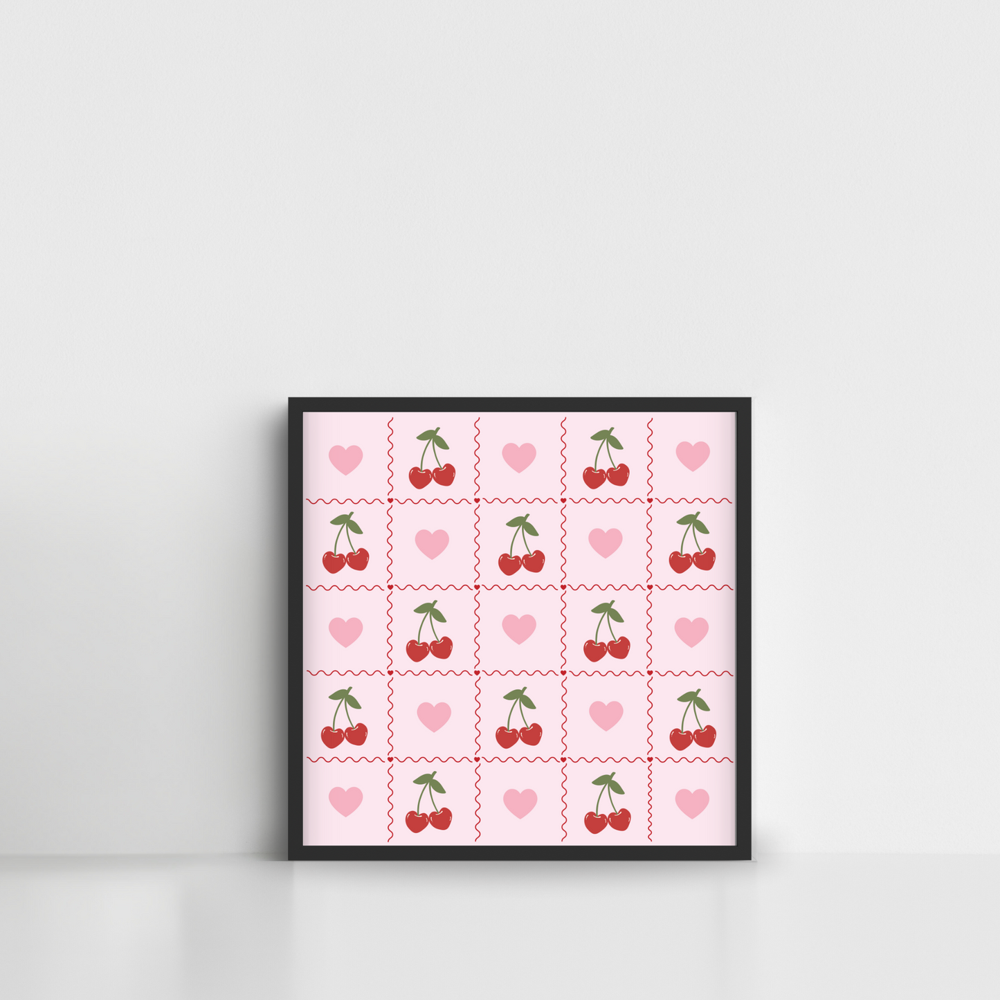Cherry Pink Heart Framed Poster Wall Art