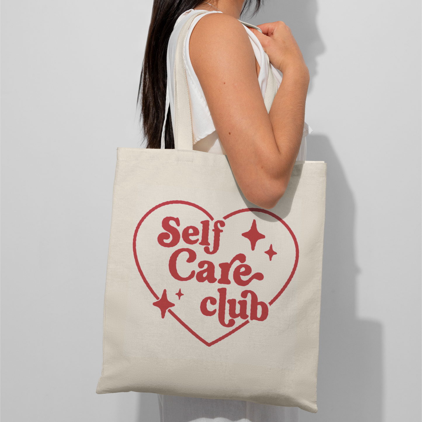 Self Care Club Red Design Tote Bag