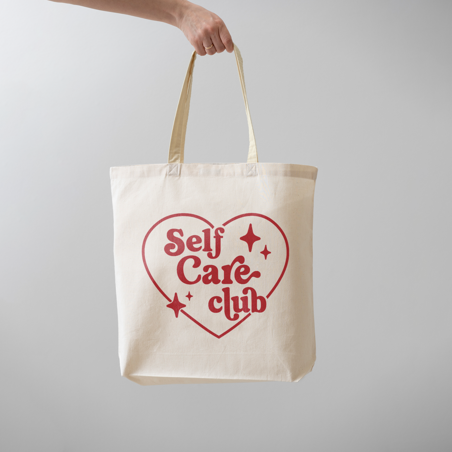 Self Care Club Red Design Tote Bag
