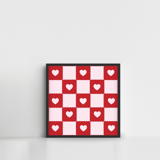 Red Heart Pattern Framed Poster Wall Art