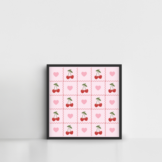 Cherry Pink Heart Framed Poster Wall Art