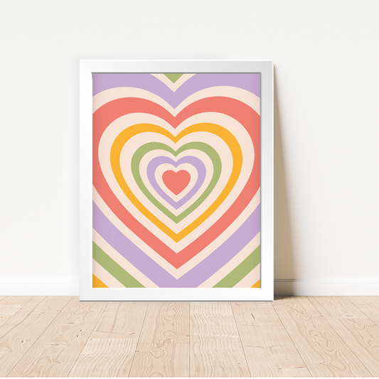 Big Hearts Rainbow Framed Poster Wall Art