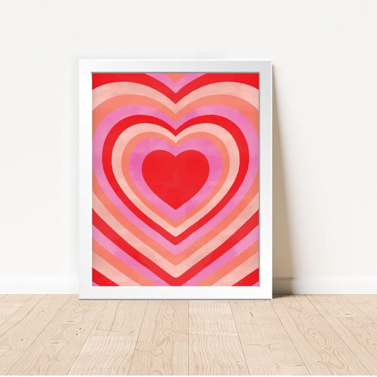 Big Hearts Red Peach Framed Poster Wall Art