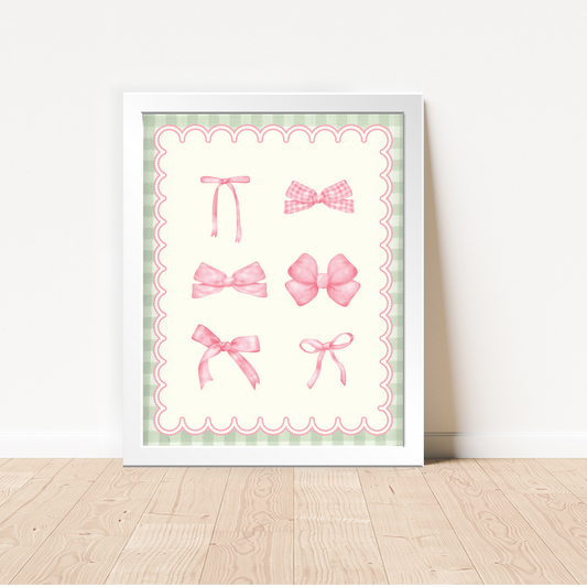 Pink Bows Framed Poster Wall Art