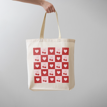 Red Cherry and Bow Tote Bag